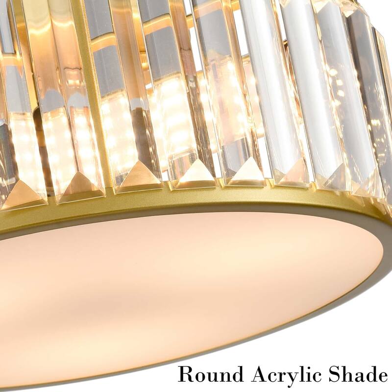 La Palma Modern Gold Crystal Flush Mount Ceiling Light Fixture - Brass