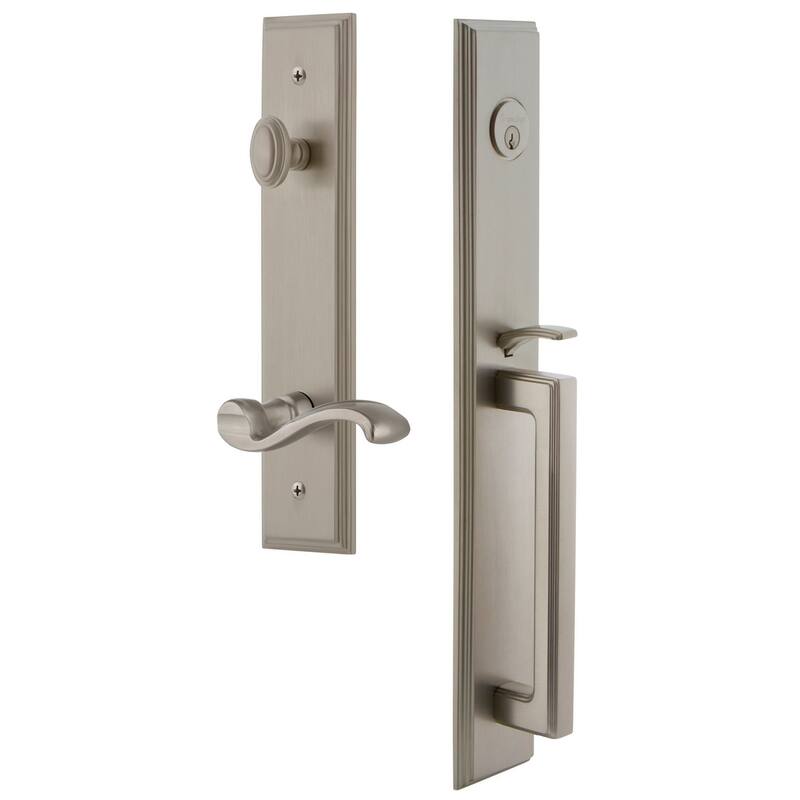 Grandeur Carre Solid Brass Rose Left Handed Keyed Entry Single - Satin Nickel