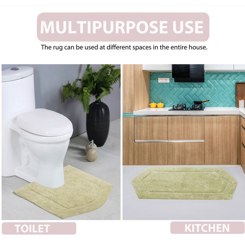 Waterford Collection 100% Cotton Non-Slip Bathroom Rug Set, Machine Washable Bath Rug, 5 Piece Bath Mat Set with Contour