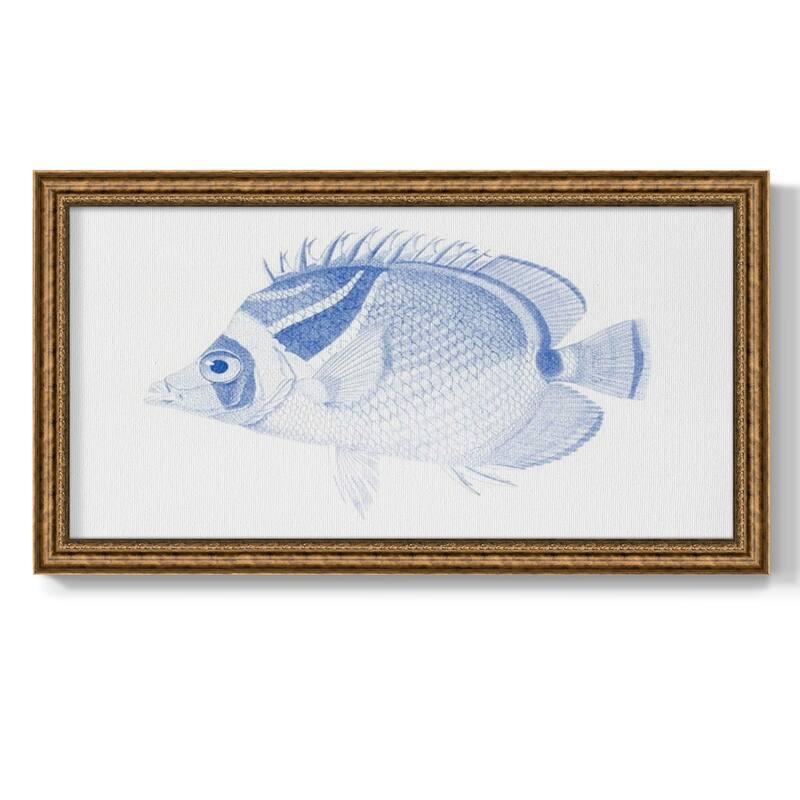 Blue & White Tropical Fish IV Premium Framed Canvas- Ready to Hang