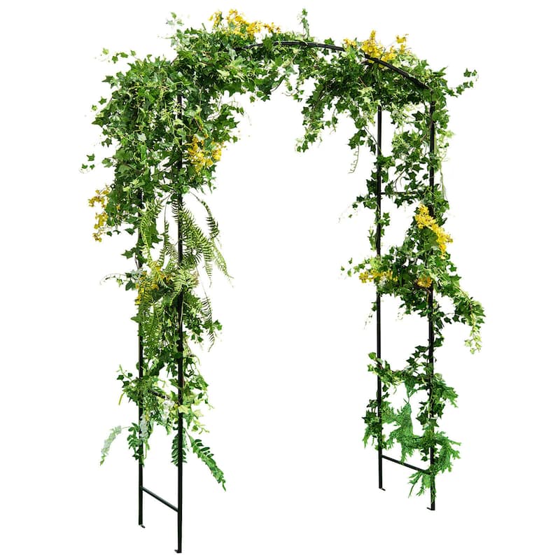 Gymax Garden Arch Arbor Trellis 7.5 ft Patio Pergola Plant Stand Rack