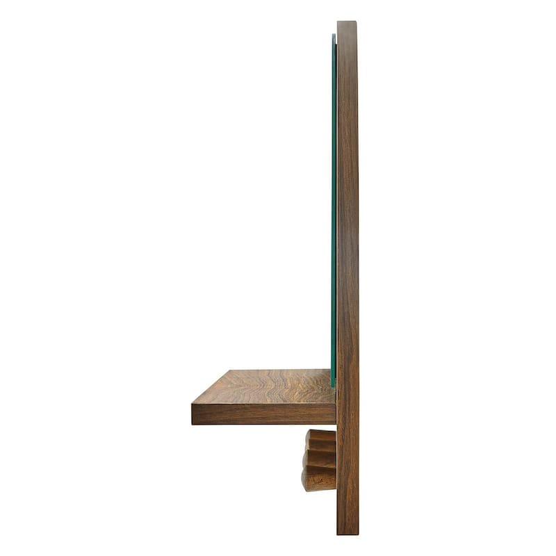 Rancho Modern Walnut Arched Wall Mirror with Shelf and Hooks