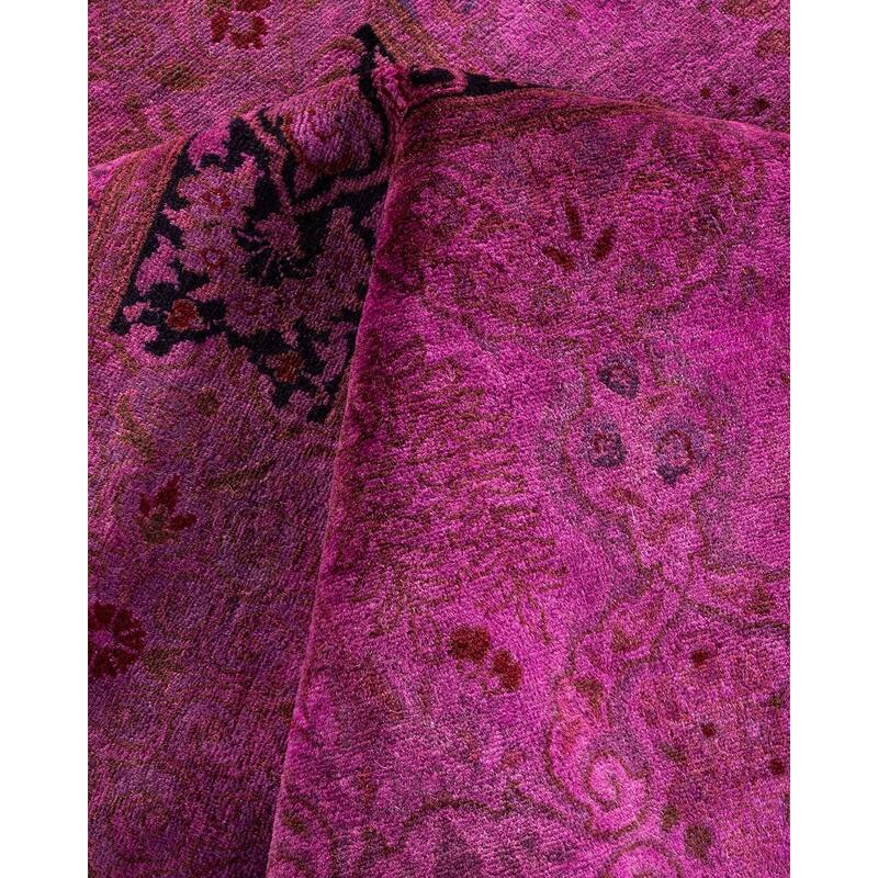Overton Hand Knotted Wool Vintage Inspired Modern Contemporary Overdyed Pink Area Rug - 10' 3" x 11' 3"