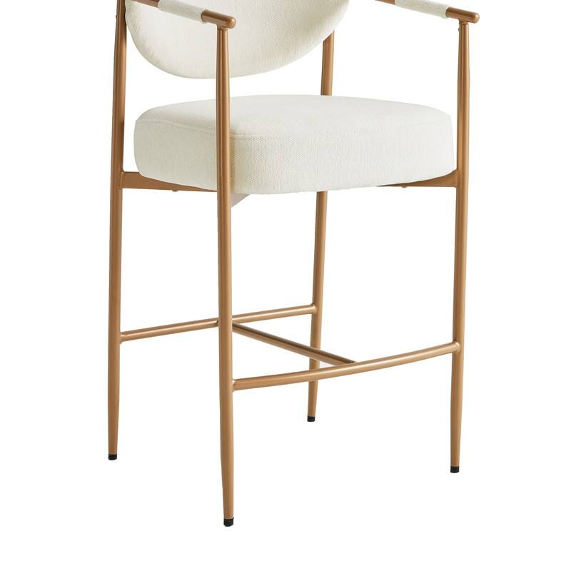Spruce & Spring Modern Counter Stool with Gold Metal Frame and Woven Strap Arm