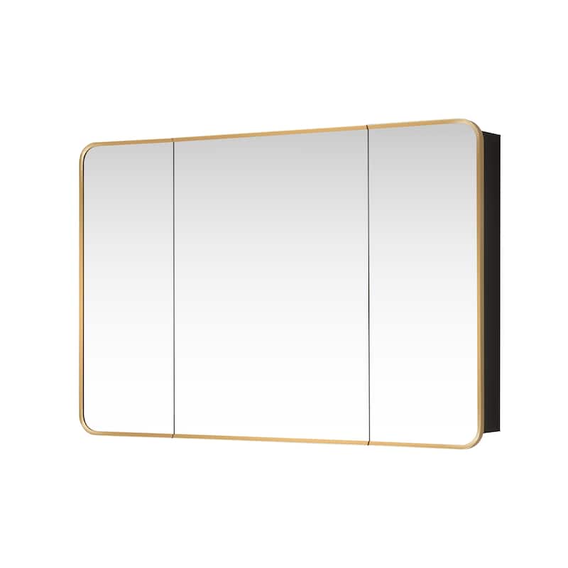 Talayuela Rectangular Aluminum Framed Medicine Cabinet with Mirror - 48"W x 32"H - Brushed Gold Frame