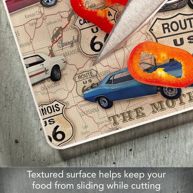 Route 66 Map 3mm Heat Tolerant Tempered Glass Cutting Board 10” x 8” Made in the USA Dishwasher Safe