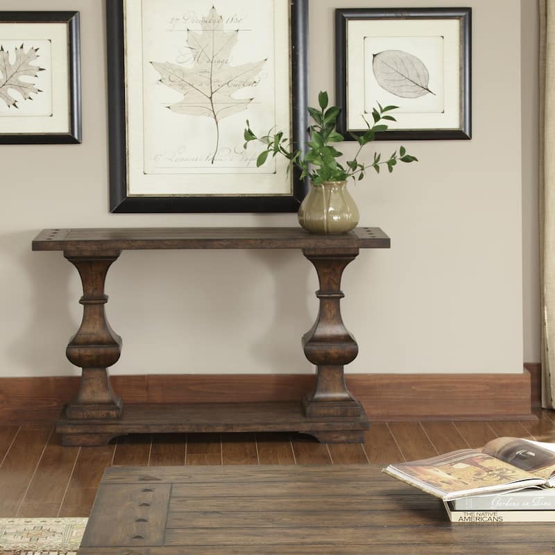 Sedona Kona Brown Sofa Table with Heavy Oak Planked Top - Wood
