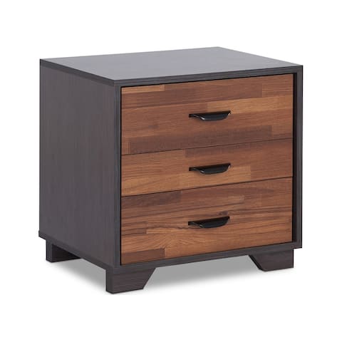 ACME Eloy Nightstand with 3 Drawers in Walnut and Espresso