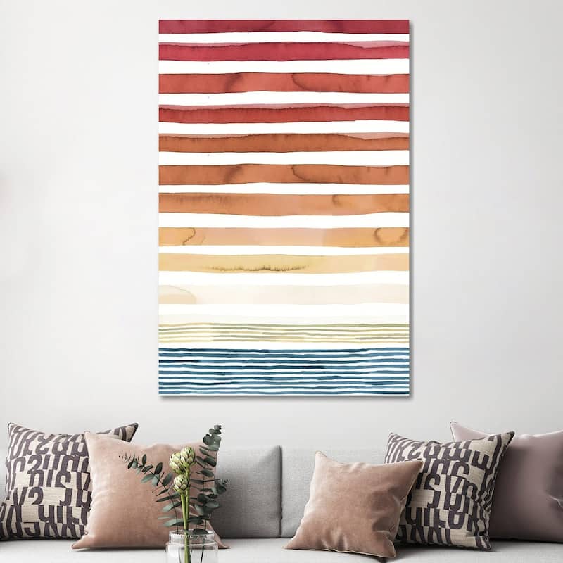 iCanvas "Summer Sunset Watercolor Stripes" by Ninola Design Canvas Print