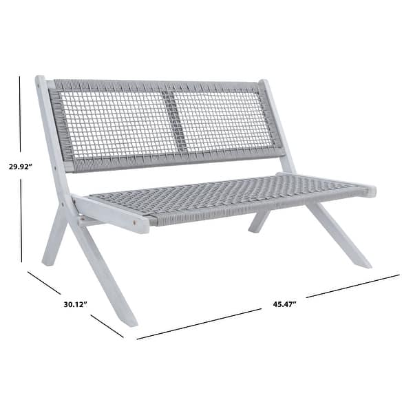 dimension image slide 3 of 5, SAFAVIEH Kobina Outdoor Solid Wood Foldable Bench - 45" W x 30" D x 30" H