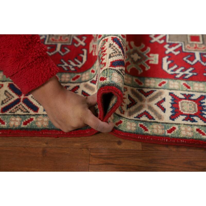 Red Kazak Rug Bedroom Hand-Knotted Wool Carpet - 2'11"x 3'10"