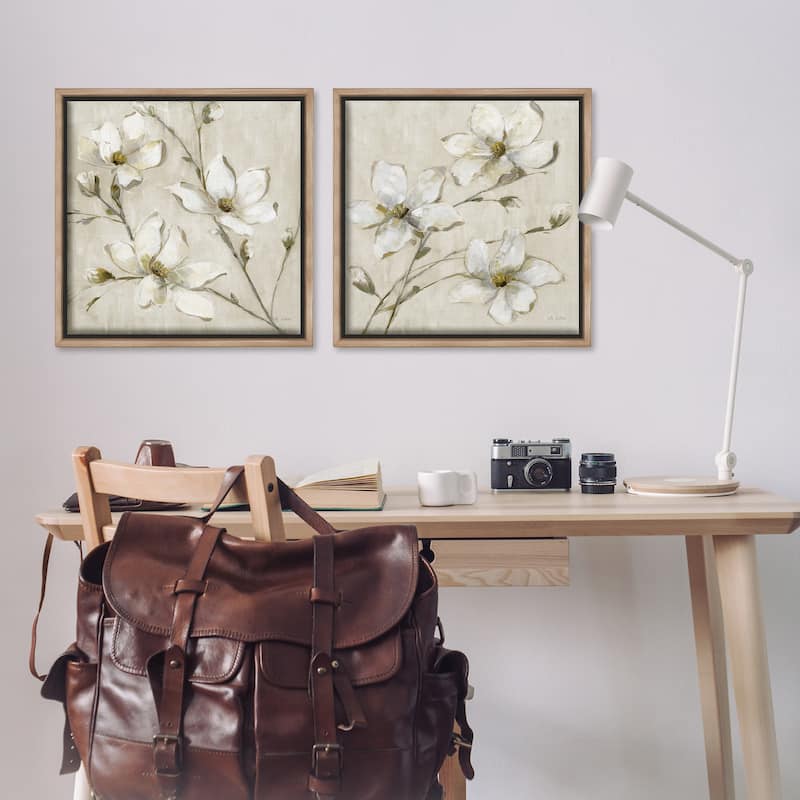 Stupell Outstretched Dogwood Branches Framed Floater Canvas Wall Art Design By Sally Swatland (Set of 2)