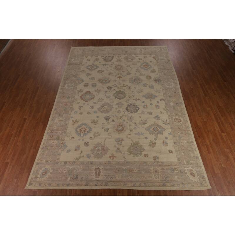Vegetable Dye Oushak Turkish Large Area Rug Hand-Knotted Wool Carpet - 10'3"x 14'1"