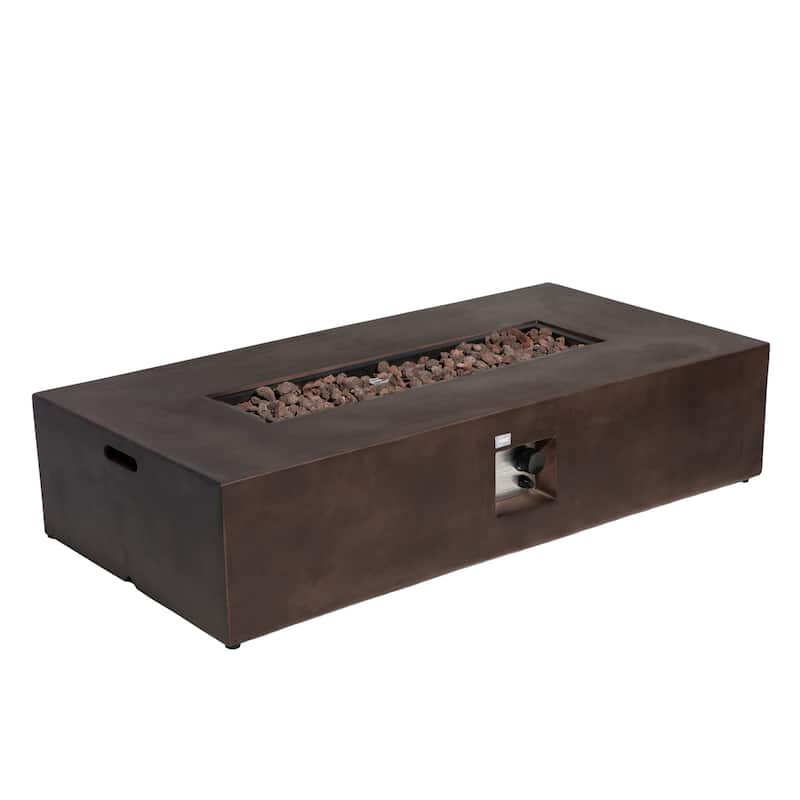 COSIEST Outdoor Rectangle Concrete Fire Pit Table (50,000 BTU)