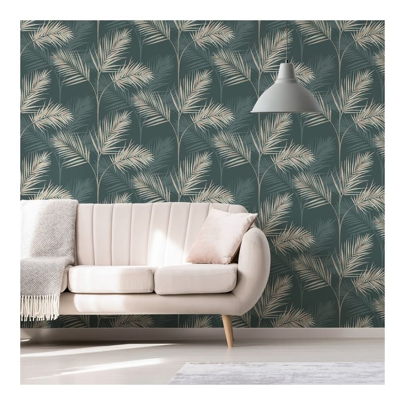 Fine Decor South Beach Evergreen Fronds Wallpaper - 20.5 x 396 x 0.025