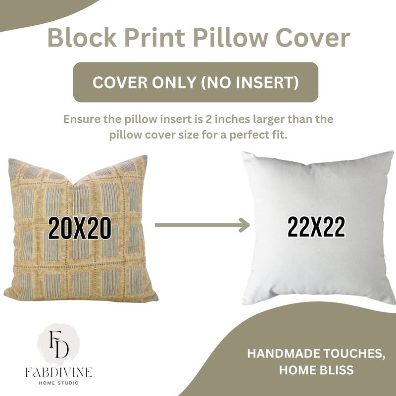 Fabdivine Floral Soft Handmade Cushion Cover for Gift Block Print Décor