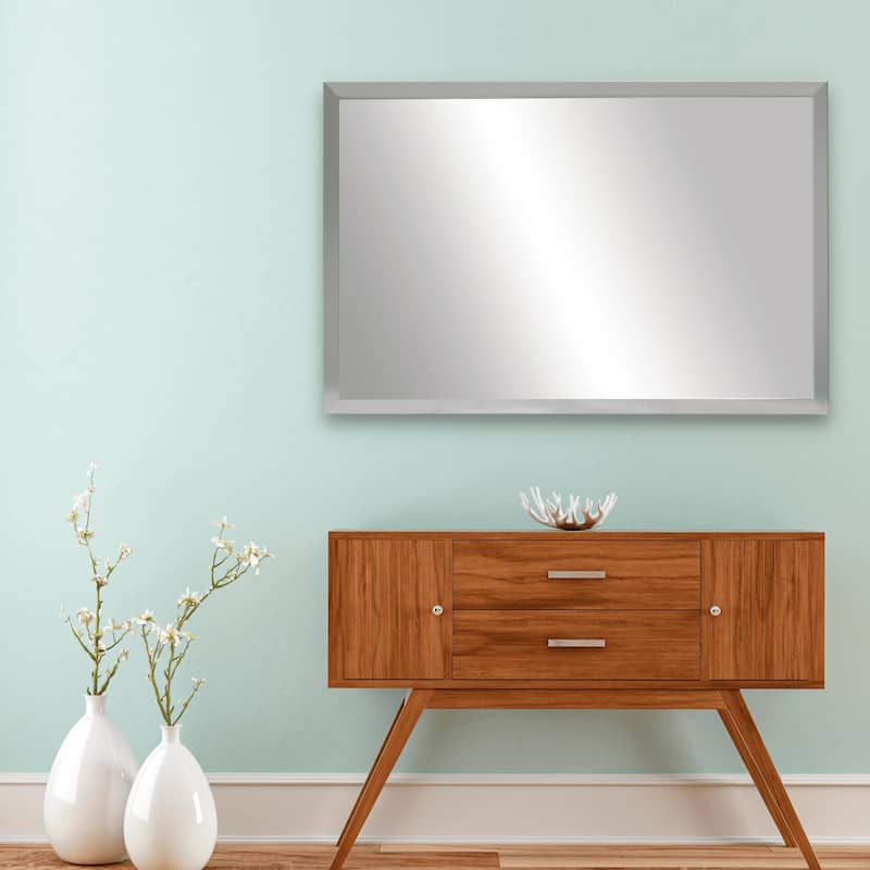 Frame My Mirror Satin Nickel Framed Mirror, Ellis Design