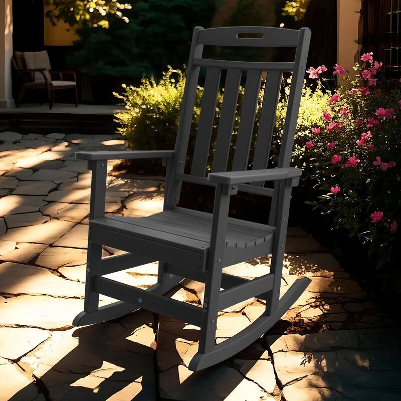 HDPE All-Weather Outdoor Rocking Chair, Porch Deck Rocker