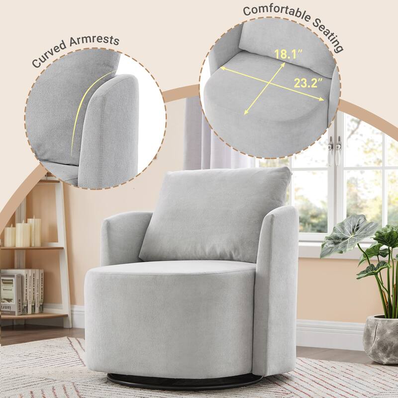 360° Swivel Chair,Accent Barrel Armchair, Upholstered Swivel Sofa Chair with Curved Design for Living Room, Bedroom