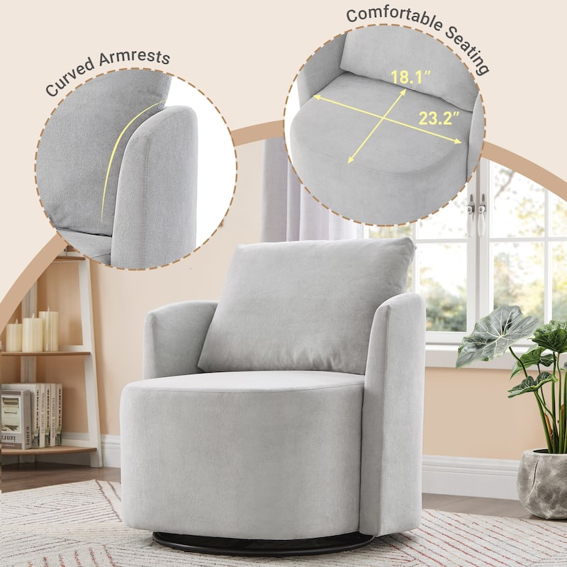 Armchair Barrel Chair with Cushioned Backrest and Soft Armrests, Swivel Chair Accent Chair Lounge Chair