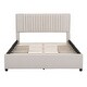 preview thumbnail 12 of 16, Queen Size Upholstered Platform Bed with Classic Headboard and 4 Drawers, Linen Fabric,Wooden Slat Mattress Support