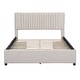 preview thumbnail 12 of 16, Queen Size Upholstered Platform Bed with Classic Headboard and 4 Drawers, Linen Fabric