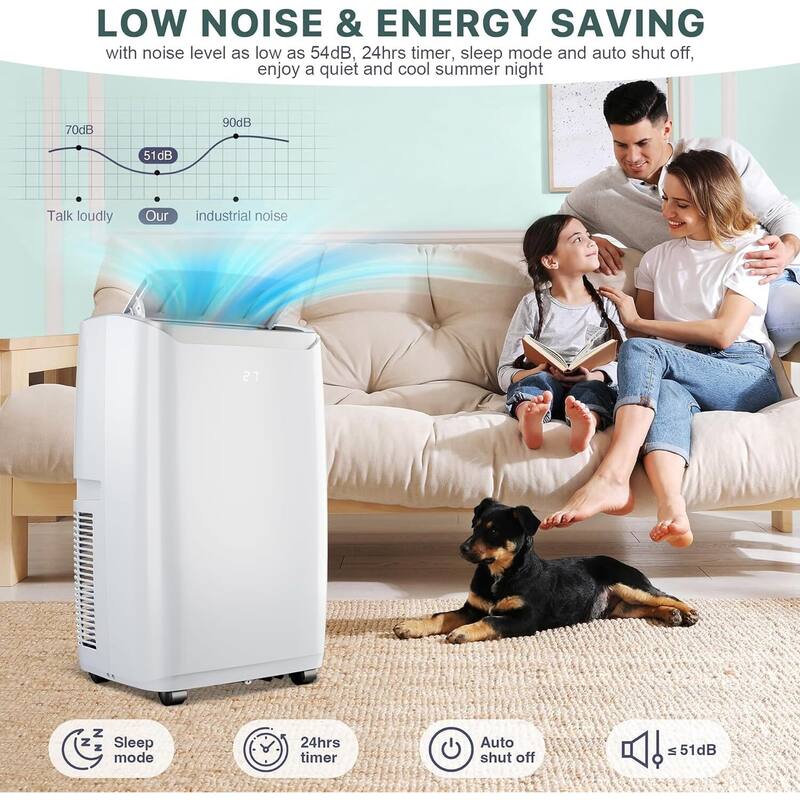 12000Btus Portable Air Conditioner with Multi-Speed Fan - N/A