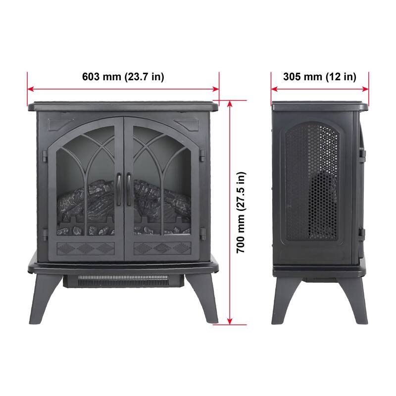 Infrared Quartz Fireplace Stove, 24 Inch 3D Flame with Remote Control - Ideal for Home & Office