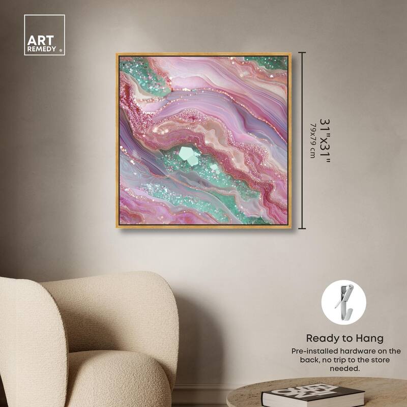 Pink and Mint Crystal II Canvas by Art Remedy