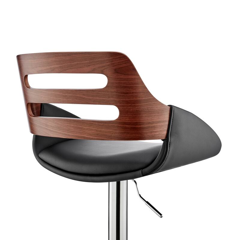 Karter Faux Leather and Wood Adjustable Swivel Bar Stool