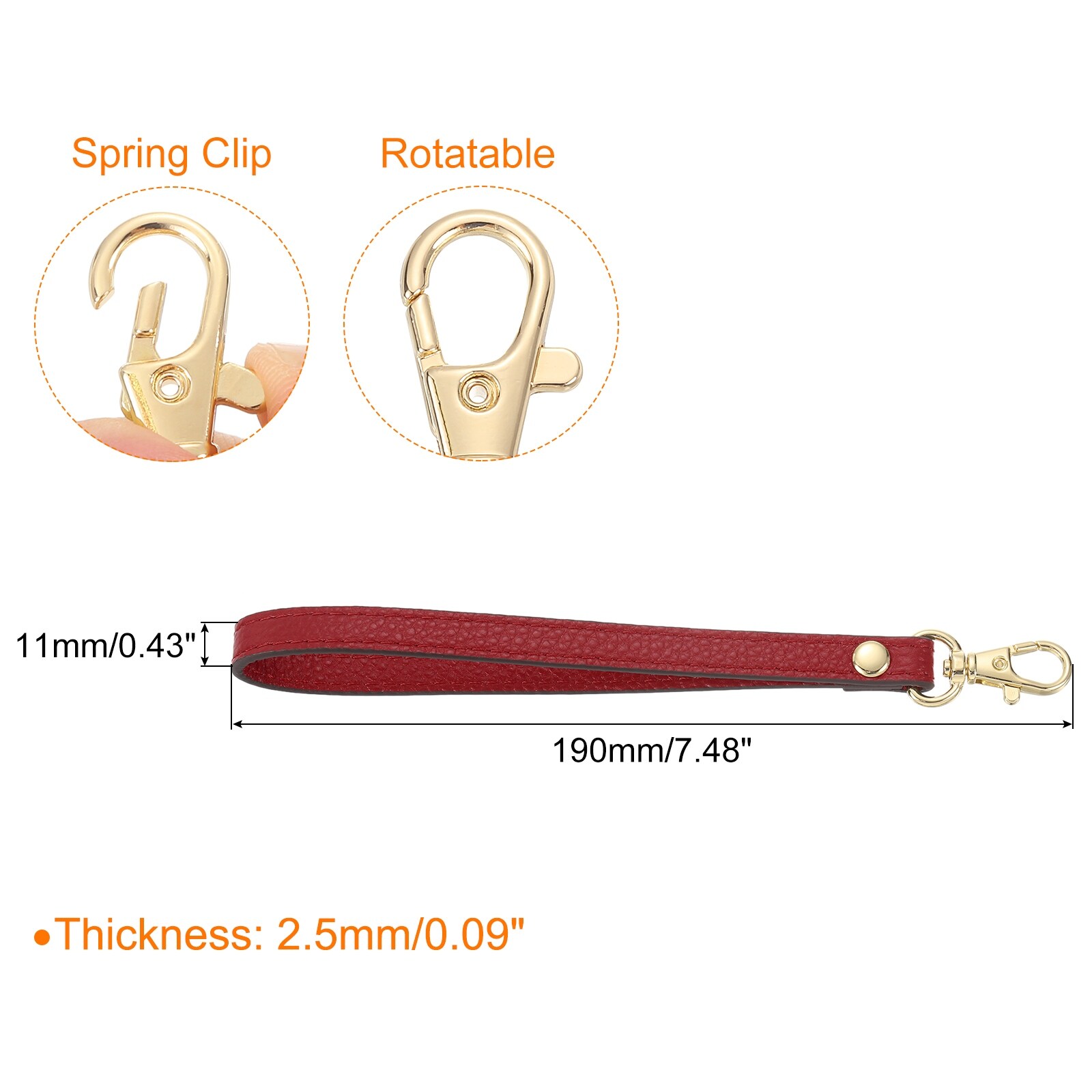 Leather Wristlet Strap, Lanyard Leather Replacement Wrist Strap - 7.48"