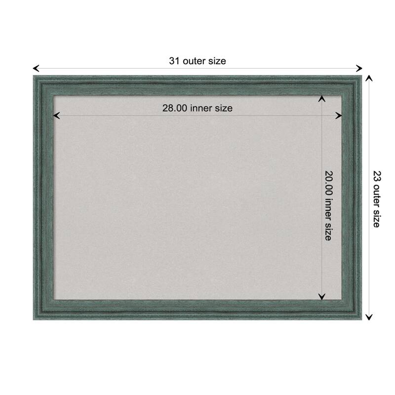 Upcycled Teal Grey Wood Framed Grey Corkboard Bulletin Board - Board Size 28x20