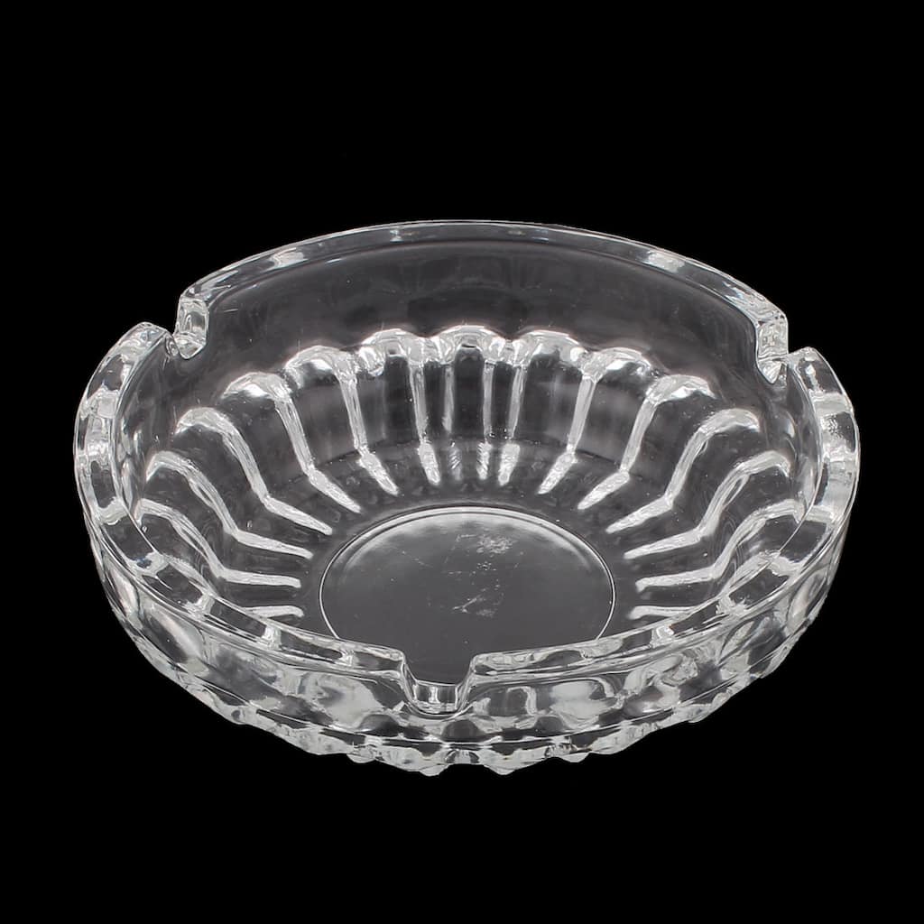 Hotel Home Office Glass 13cm Dia Round Cigarette Ash Holder Ashtray Clear