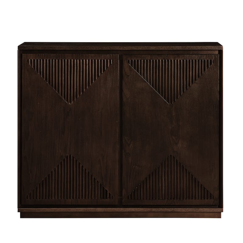 Mid-Century Small Storage Cabinet, Narrow Buffet Sideboard with Doors & Shelves Wood Credenza for Entryway, Hallway, Kitchen