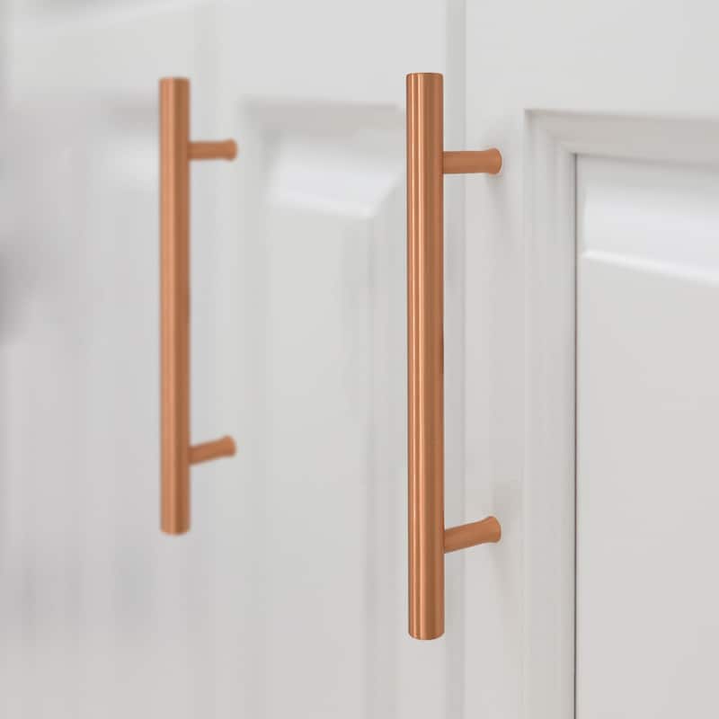 5 Inch Hole Center Copper Kitchen Cabinet Handles 100% Solid Brass Drawer Pulls (5-PACK)