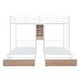 preview thumbnail 18 of 24, Full Over Twin & Twin Triple Bunk Bed with Drawers, Multi-Functional Metal Frame Bed with Desks and Shelves in the Middle