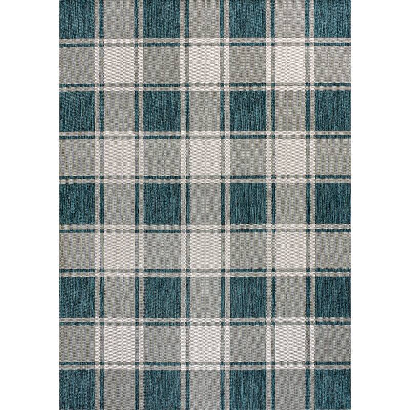 JONATHAN Y Lior Traditional Farmhouse Bold Gingham Indoor/Outdoor Area Rug - 8 X 10 - Turquoise/Cream