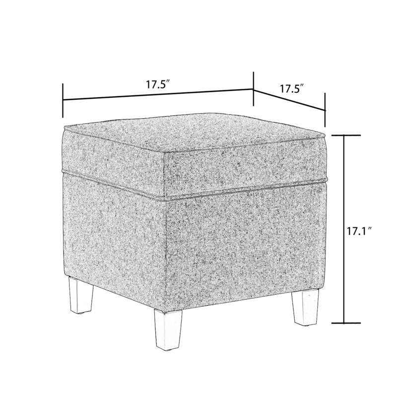 Adeco Ottoman Storage Chest Footrest - Square Seat (Light Grey)