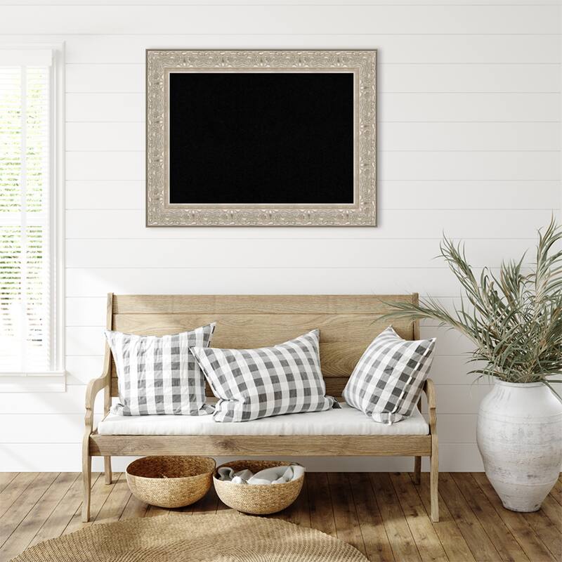 Luxe Silver Cream Framed Cork Board - Bulletin Board, Organization Board, Pin Board