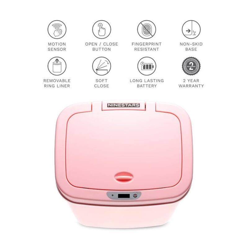NINESTARS DZT-12-5PK Motion Sensor Pink 3.2-gal Trash Can