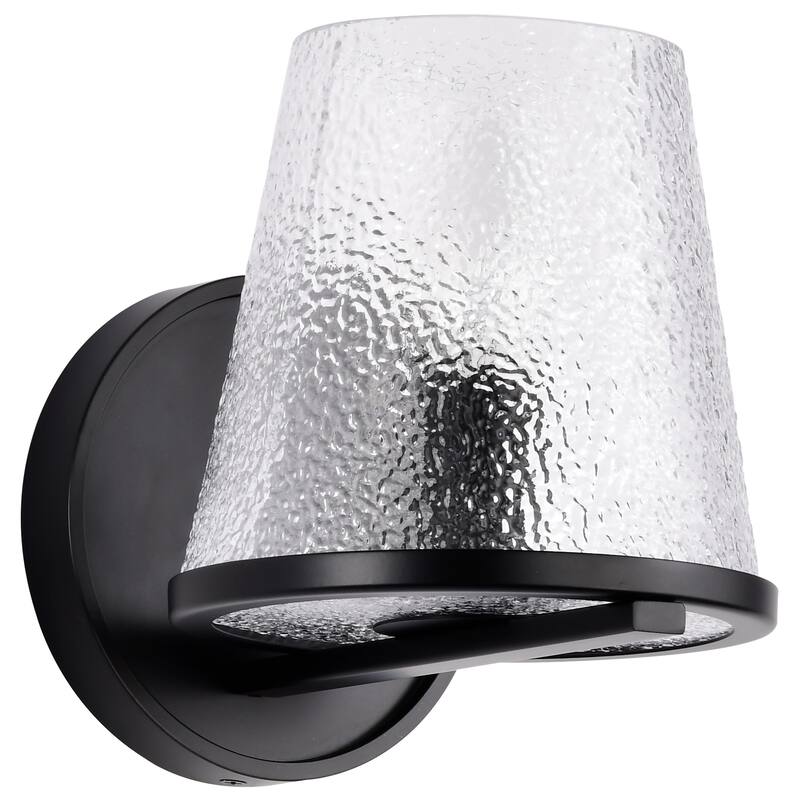 Valentine 1 Light Vanity Black Finish Hammered Glass - Black