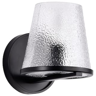 Valentine 1 Light Vanity Black Finish Hammered Glass