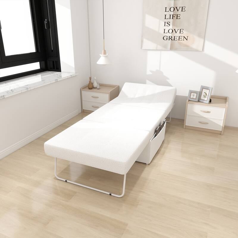 4 in 1 Multi-Function Folding Ottoman Sleeper Bed Adjustable Backrest for Living Room