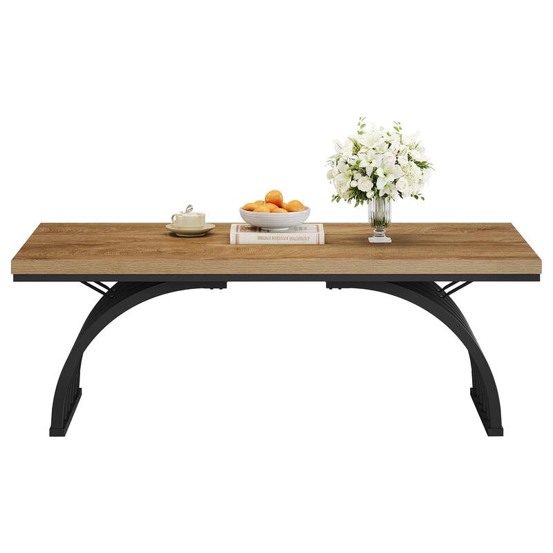 Wood Coffee Table, 47-Inch Rustic Rectangular Center Tea Table