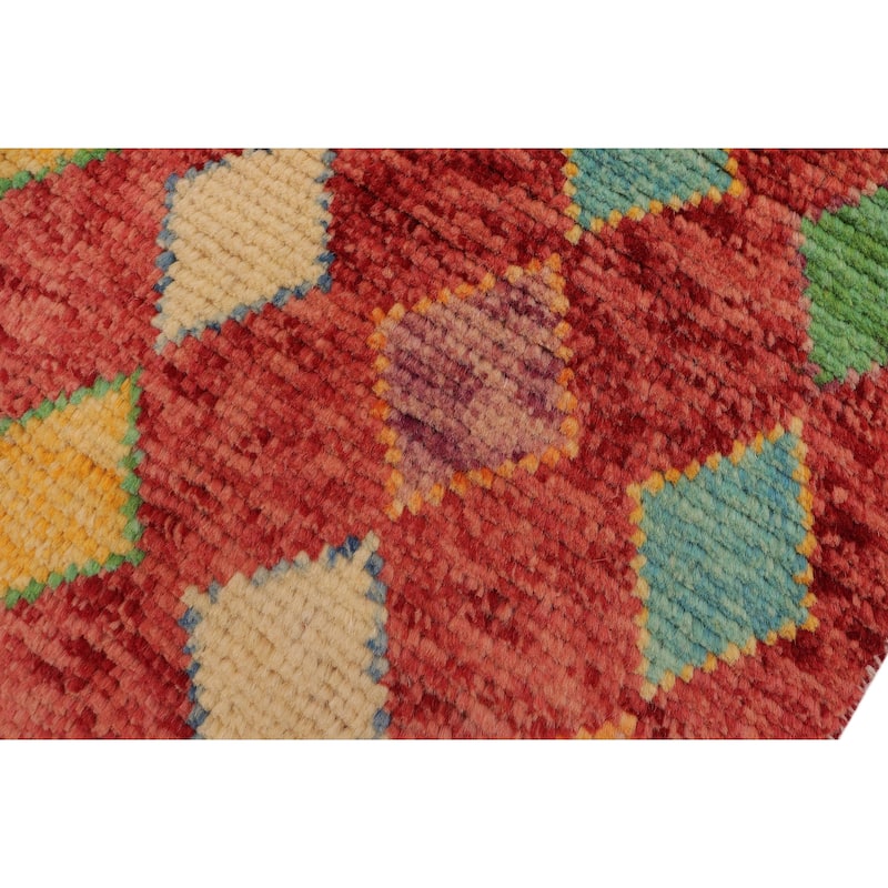 Shabby Chic Balochi Pruitt Red/Blue Hand Knotted Wool Rug - 3'3'' x 5'0''