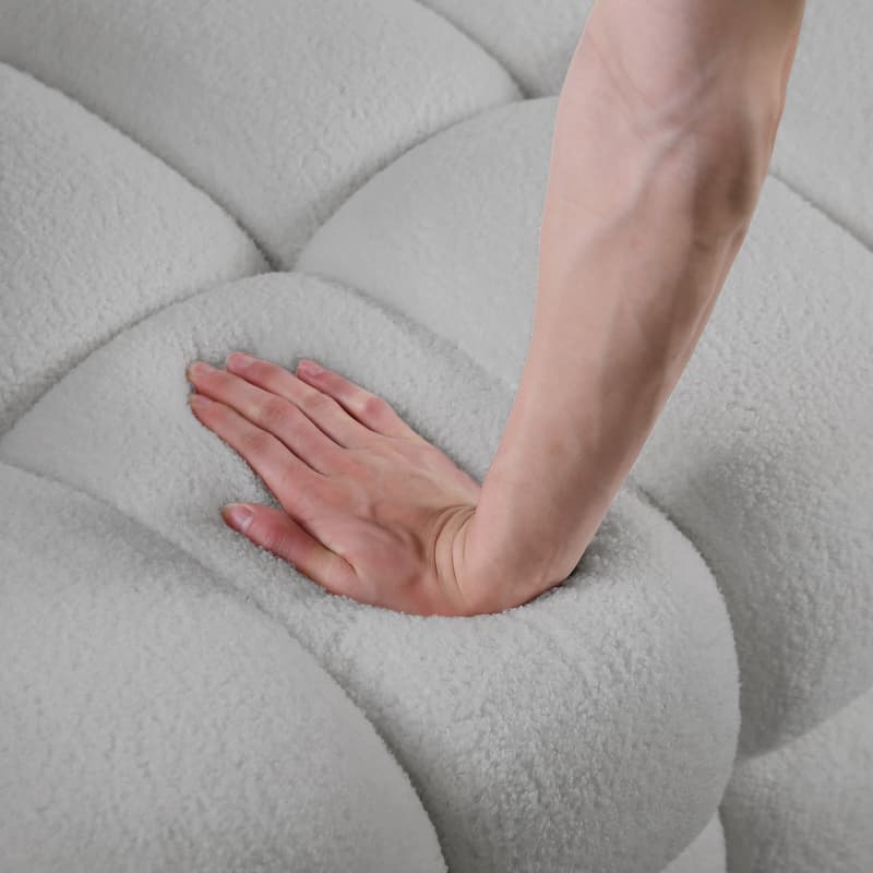 Wayna Modern Style Sofa, Sherpa Thick Cushion Double Sofa