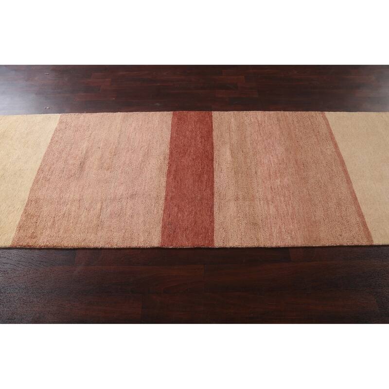 Contemporary Gabbeh Kashkoli Oriental Wool Runner Rug Handmade Carpet - 3'2" x 15'11"