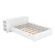 preview thumbnail 7 of 35, Full Size Platform Bed with Trundle and Drawers Wood Full Bed Frame with a Rolling Shelf Platform Bed with Desk - White