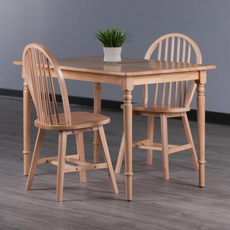 3-Piece Wooden Dining Table and Chairs - 47.25" - Brown