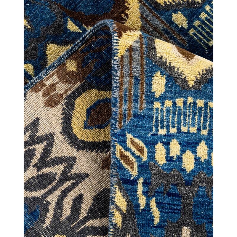 Ikat One-of-a-Kind Hand-Knotted Area Rug, Blue - 8' 0" x 10' 0"